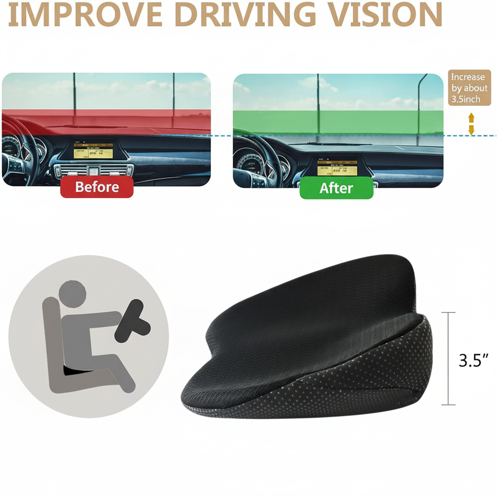Car Seat Cushion Booster with Contoured Ergonomic Design and Breathable Mesh Cover - Image 6