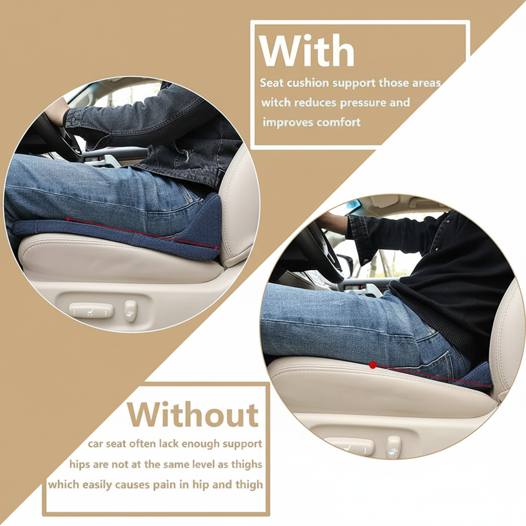 Car Seat Cushion Booster with Contoured Ergonomic Design and Breathable Mesh Cover - Image 8