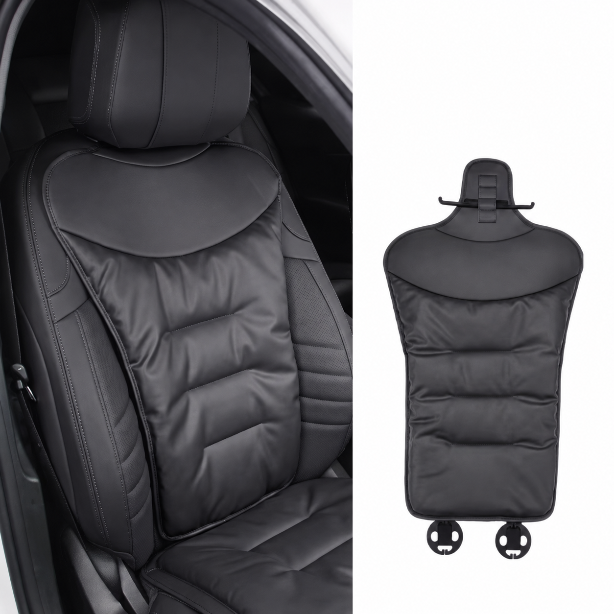 Car Seat Cushion with Lumbar Support Ergonomic Automotive with Back and Padded Faux Leather - Image 3