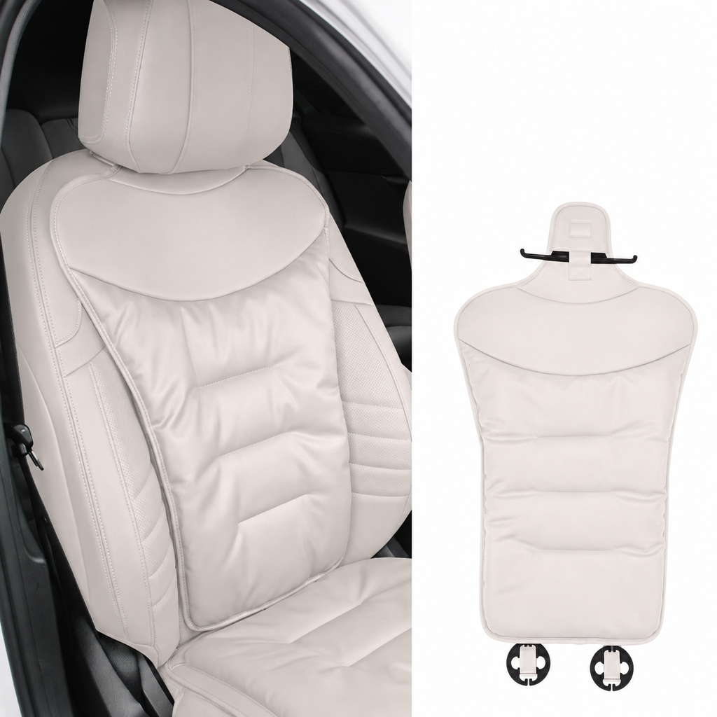 Car Seat Cushion with Lumbar Support Ergonomic Automotive with Back and Padded Faux Leather - Image 4