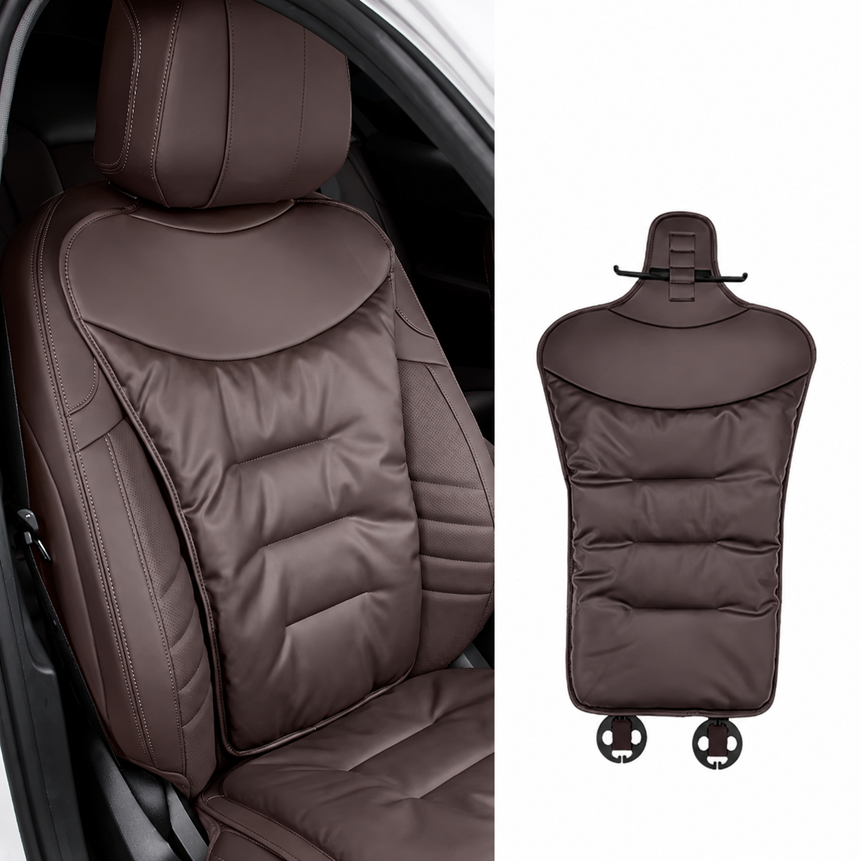 Car Seat Cushion with Lumbar Support Ergonomic Automotive with Back and Padded Faux Leather - Image 5