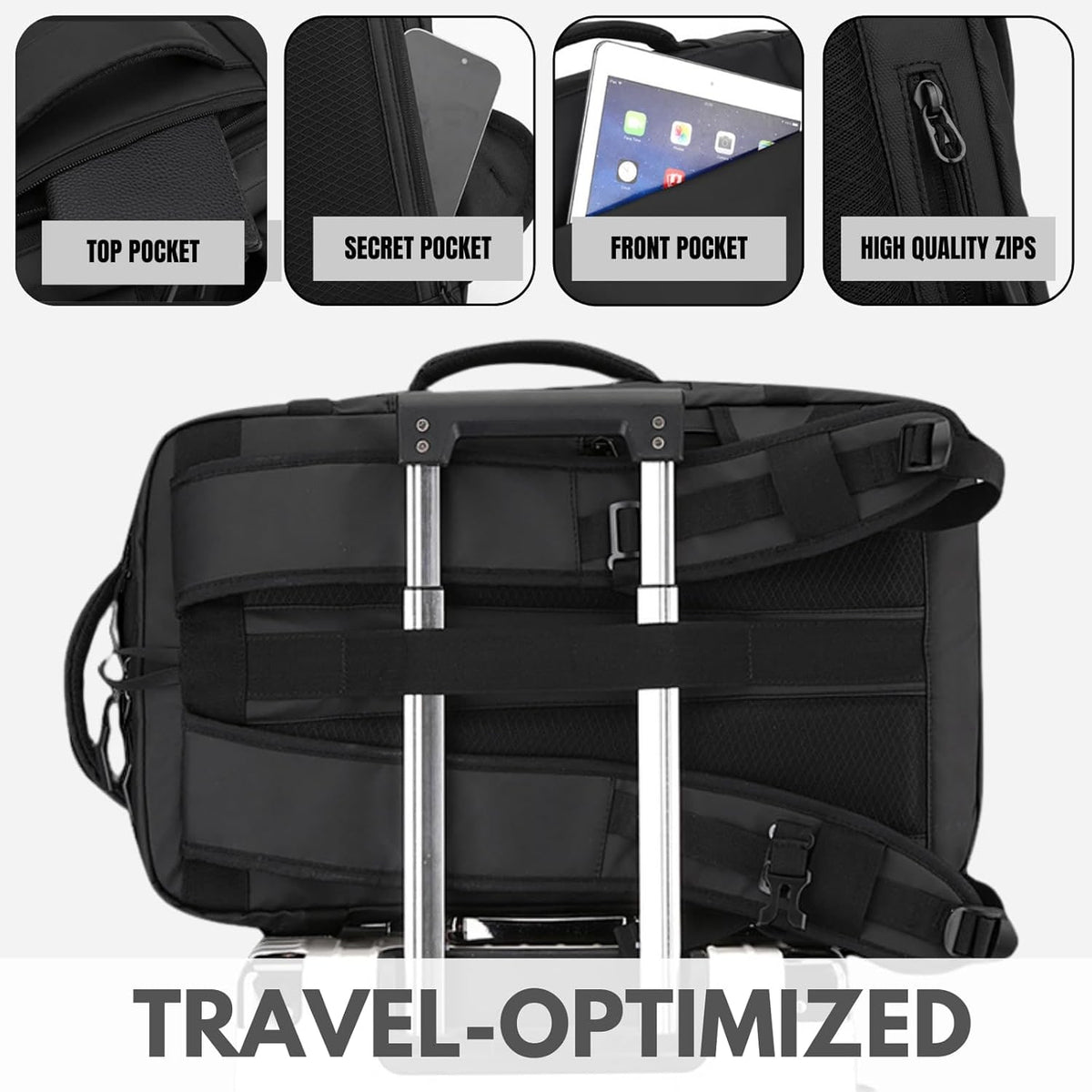 Carry on Travel Backpack with Anti Theft Hidden Pocket USB Charging Port and Water Resistant Fabric - Image 3
