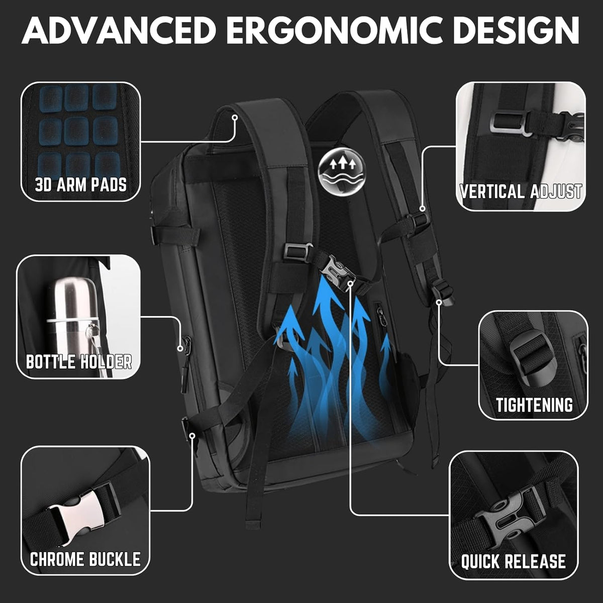 Carry on Travel Backpack with Anti Theft Hidden Pocket USB Charging Port and Water Resistant Fabric - Image 8