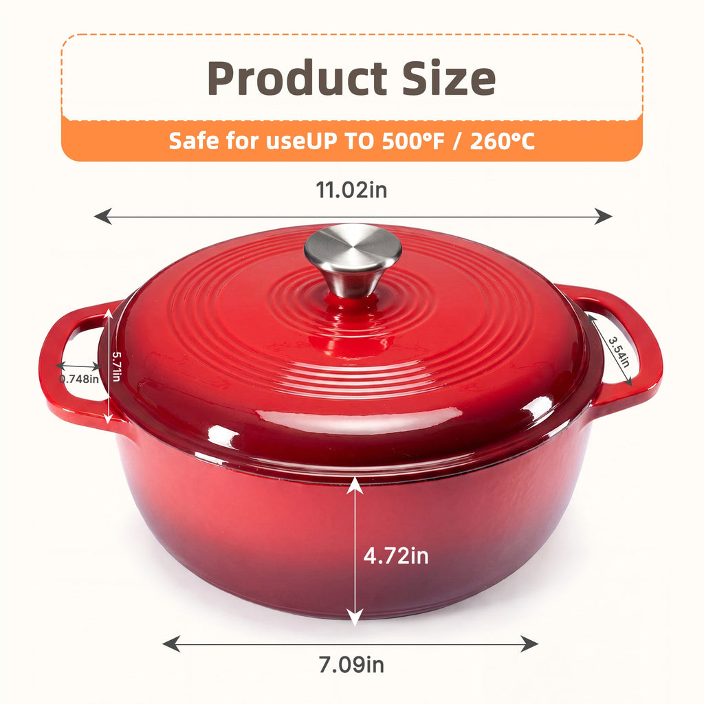 Cast Iron Dutch Oven Pot for Bread Baking and Braising with Dual Handles 6 Quart 5 - Image 12