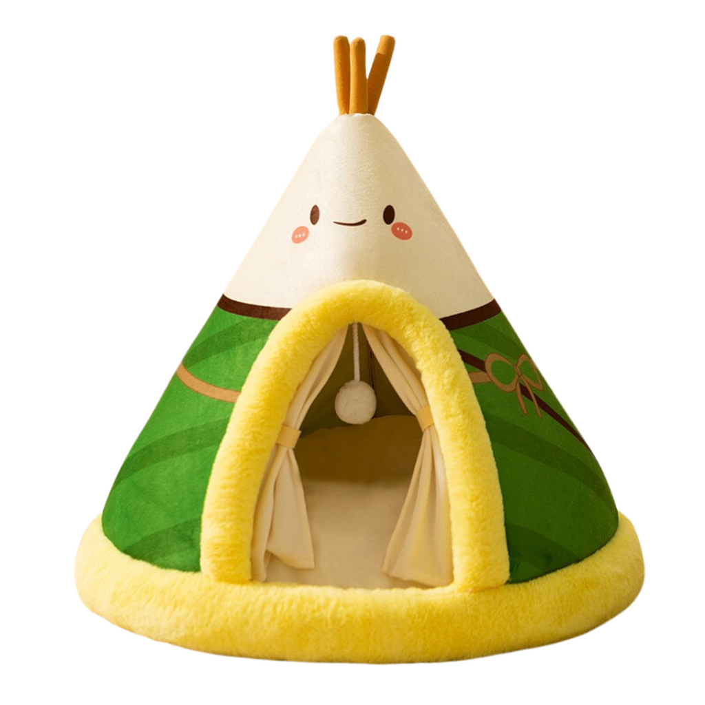 Cat Bed Tent with Plush Fleece Hanging Toy and Removable Cushion Outdoor Home - Image 4
