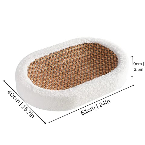 Cat Scratcher Bed with Heated Bolster Self Warming Sisal Mat and Oval Sherpa Fleece Design - Image 4