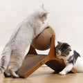 Cat Scratching Post Ball Toy Cardboard Ramp Sisal Wood Base - Image 1