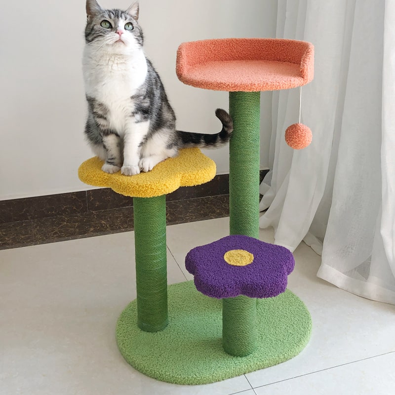 Cat Tree Condo Tower with Sisal Scratching Posts and Flower-Shaped Perches Tall - Image 1