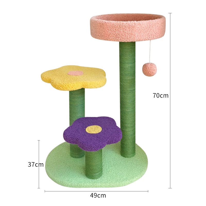Cat Tree Condo Tower with Sisal Scratching Posts and Flower-Shaped Perches Tall - Image 2