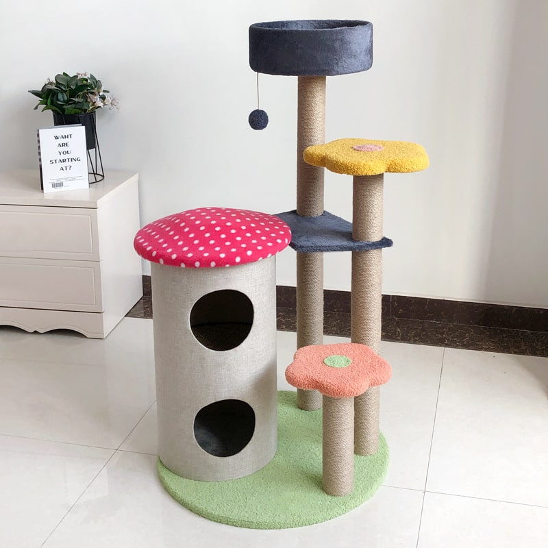 Cat Tree Condo Tower with Sisal Scratching Posts and Flower-Shaped Perches Tall - Image 3