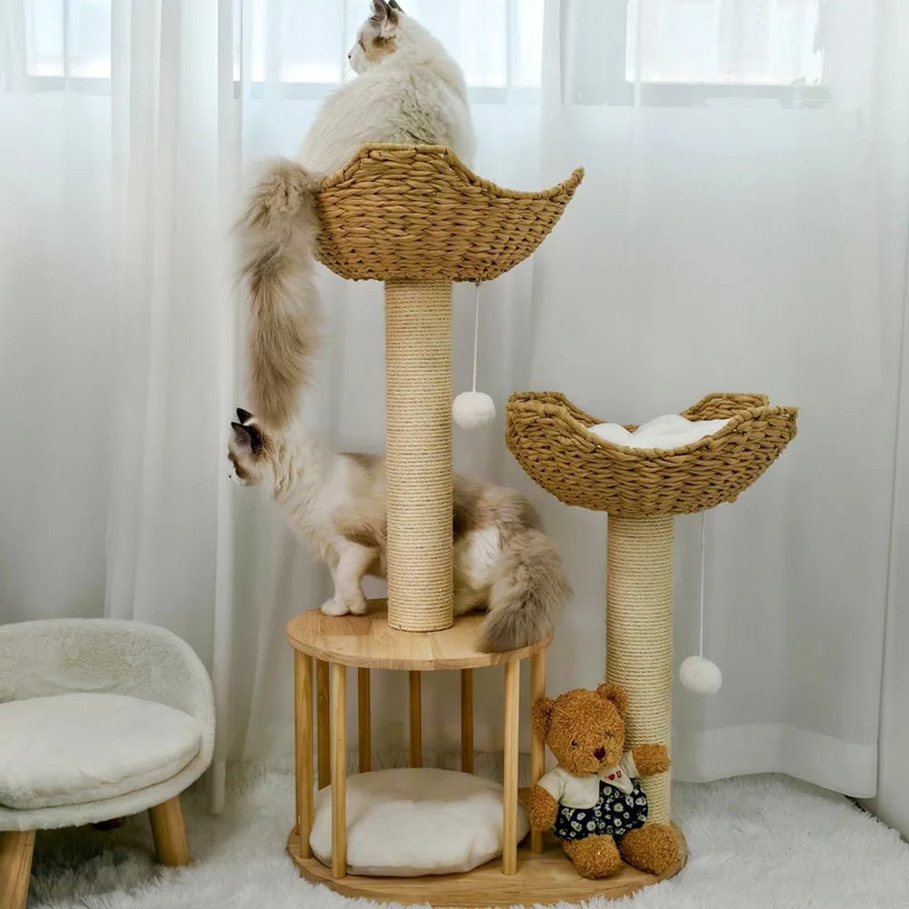 Cat Tree Condo Tower with Sisal Scratching Posts and Woven Basket Beds Floor To Ceiling - Image 3