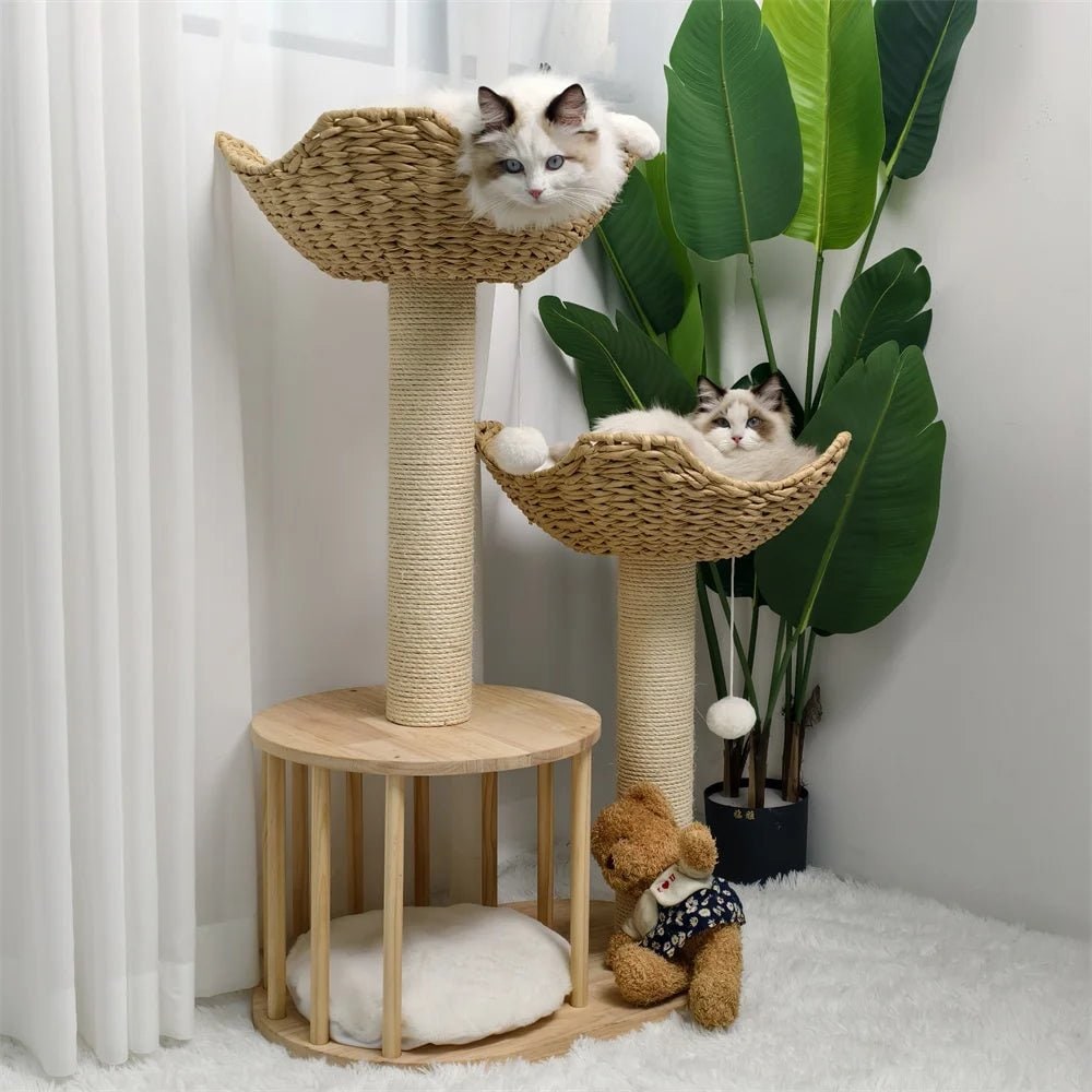 Cat Tree Condo Tower with Sisal Scratching Posts and Woven Basket Beds Floor To Ceiling - Image 4