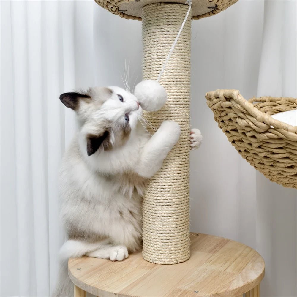 Cat Tree Condo Tower with Sisal Scratching Posts and Woven Basket Beds Floor To Ceiling - Image 5