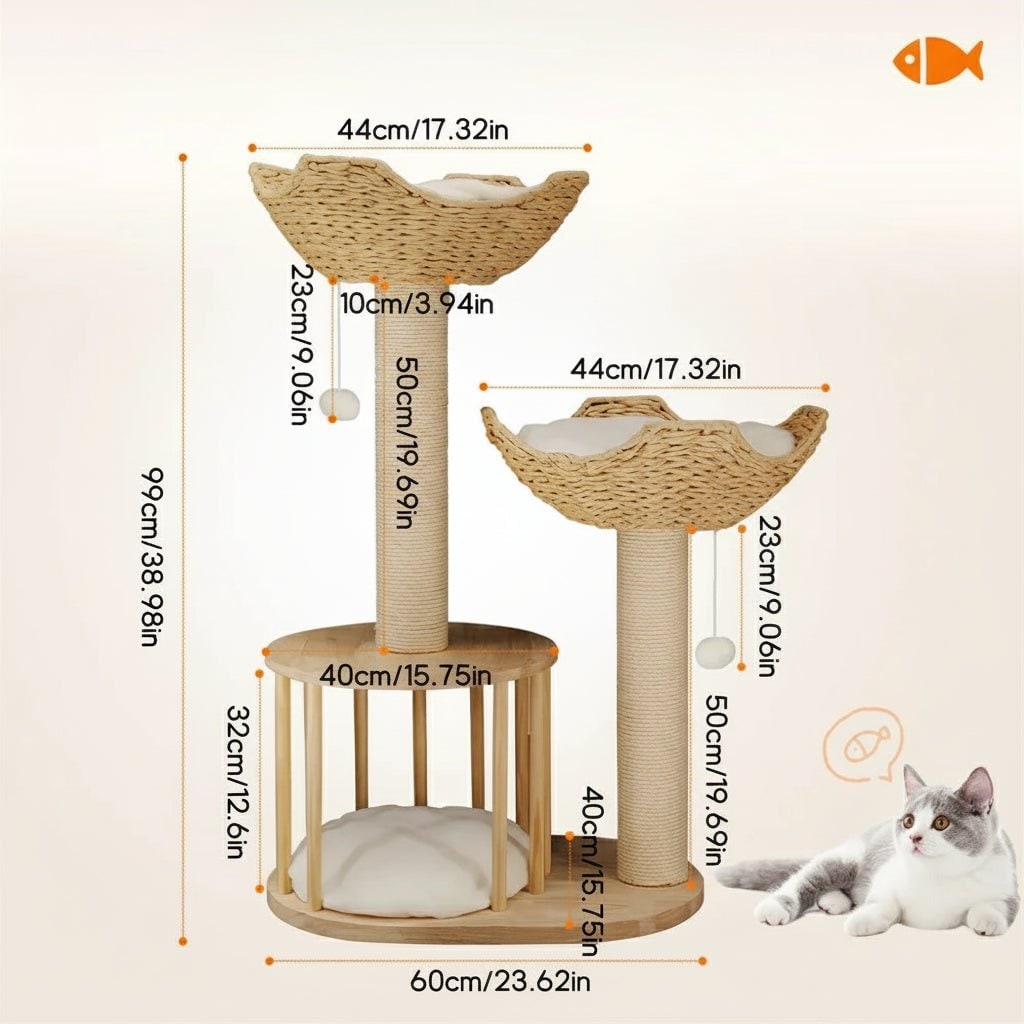 Cat Tree Condo Tower with Sisal Scratching Posts and Woven Basket Beds Floor To Ceiling - Image 8