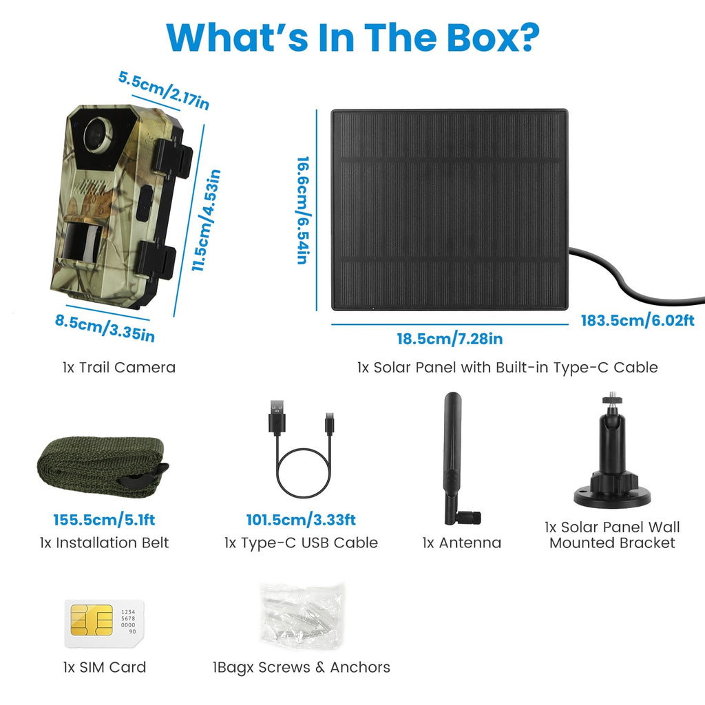 Cellular Trail Wildlife Camera with Solar Panel 4K Night Vision and Wireless Cell Connection - Image 1