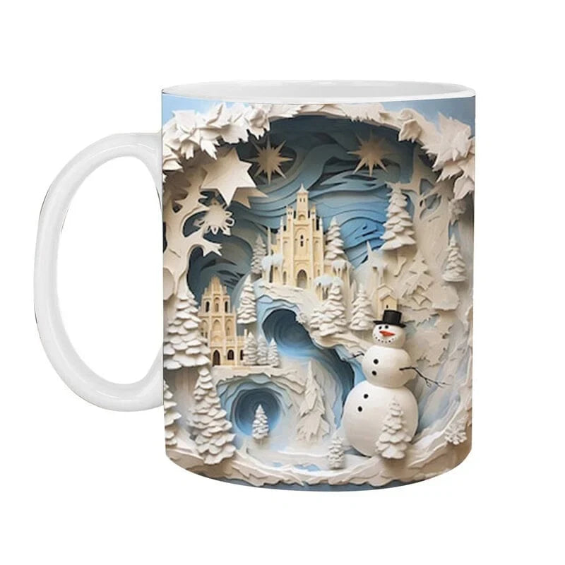 Ceramic Coffee Mug with 3D Christmas Snowman Design and Holiday Winter Graphics - Image 5