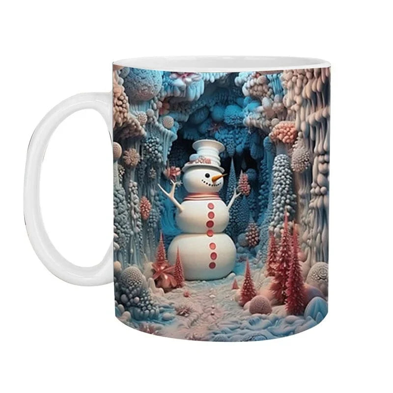 Ceramic Coffee Mug with 3D Christmas Snowman Design and Holiday Winter Graphics - Image 6