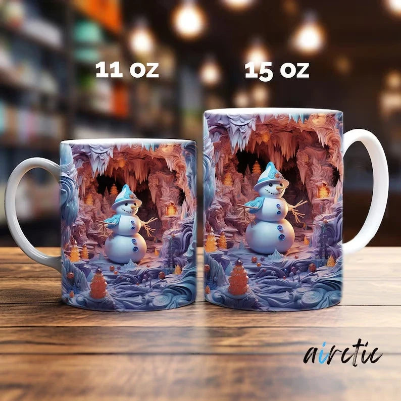 Ceramic Coffee Mug with 3D Christmas Snowman Design and Holiday Winter Graphics - Image 9