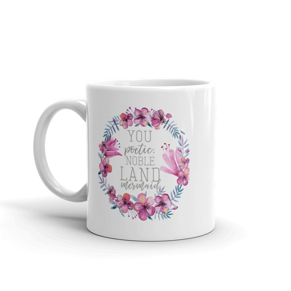 Ceramic Coffee Mug with Floral Wreath Design and Custom Cups Gift Set Reusable - Image 1