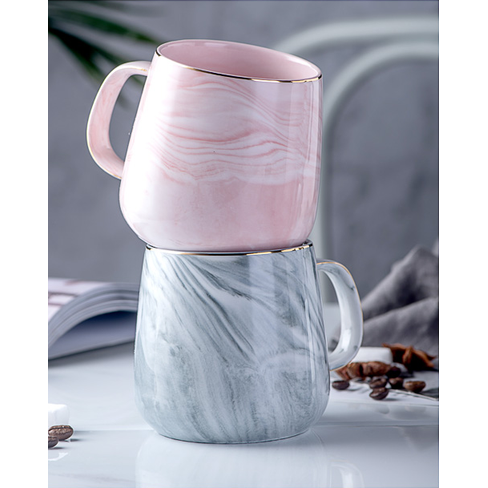 Ceramic Coffee Mug with Marble Pattern and Gold Trim 8 Oz Cups for Custom Drinkware - Image 2