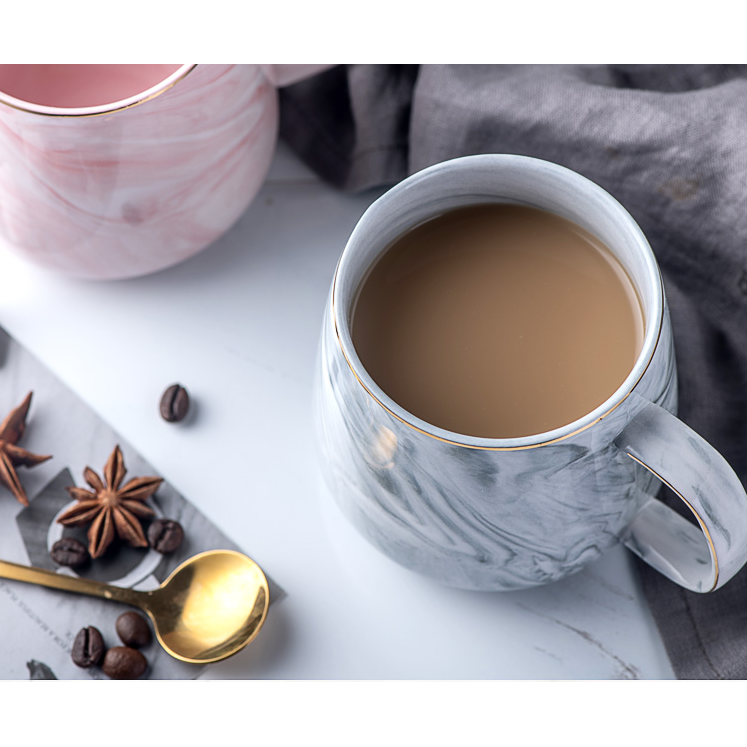 Ceramic Coffee Mug with Marble Pattern and Gold Trim 8 Oz Cups for Custom Drinkware - Image 5