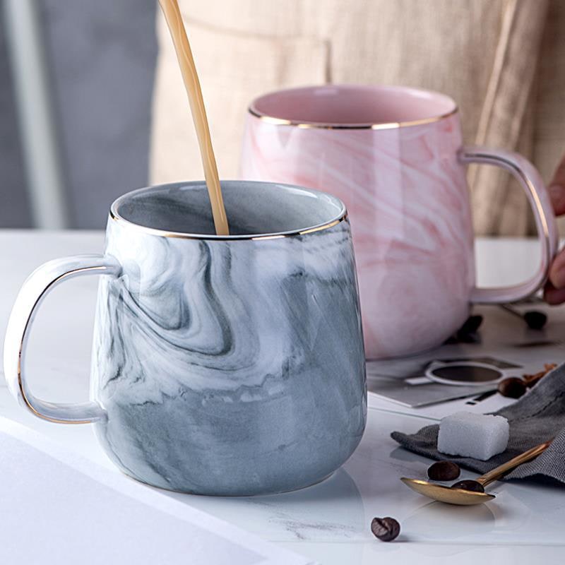 Ceramic Coffee Mug with Marble Pattern and Gold Trim 8 Oz Cups for Custom Drinkware - Image 7