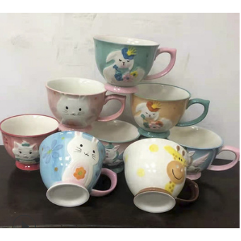 Ceramic Soup Mug with Stainless Steel Spoon Microwave Safe Pedestal Bowl Handle Travel - Image 1