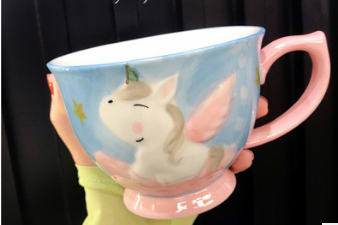 Ceramic Soup Mug with Stainless Steel Spoon Microwave Safe Pedestal Bowl Handle Travel - Image 2