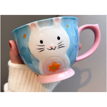 Ceramic Soup Mug with Stainless Steel Spoon Microwave Safe Pedestal Bowl Handle Travel - Image 7