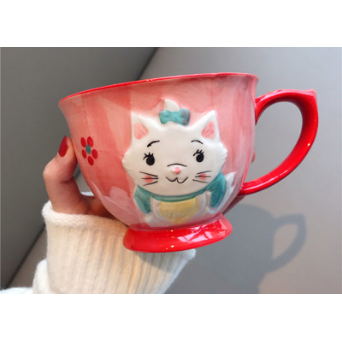 Ceramic Soup Mug with Stainless Steel Spoon Microwave Safe Pedestal Bowl Handle Travel - Image 8