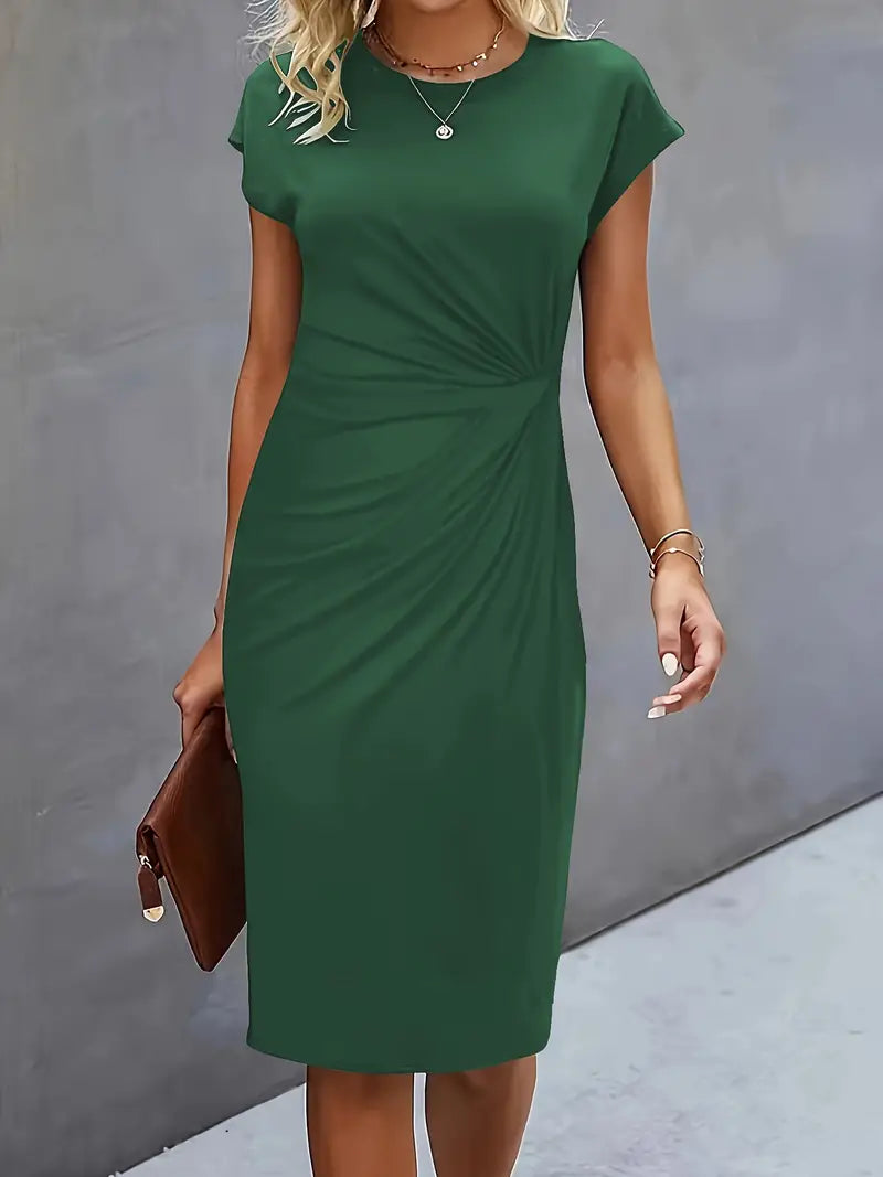 Women’s Scoop Neck Midi Dress Elegant Everyday Classic