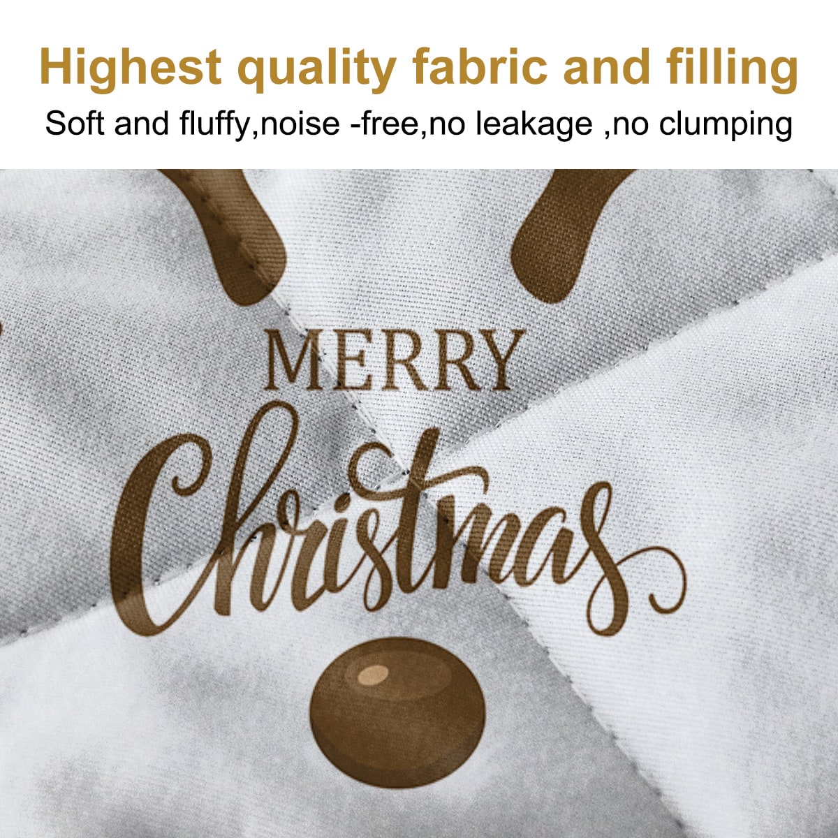 Christmas Bedding Set with Reindeer Print Quilt and 2 Pillow Shams Microfiber Diamond Quilted - Image 5
