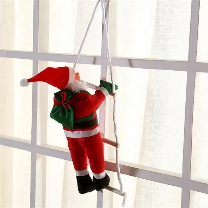 Christmas Decoration Climbing Santa Claus with Rope Ladder and Fabric Design - Image 2