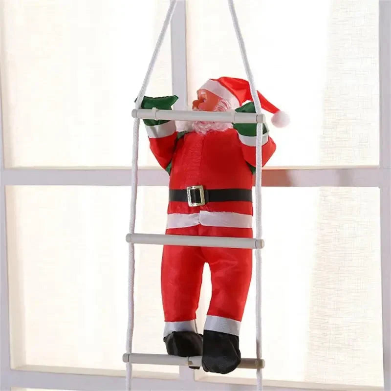Christmas Decoration Climbing Santa Claus with Rope Ladder and Fabric Design - Image 3