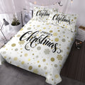 Christmas Duvet Cover Set with Pillowcases Merry Script and Snowflakes on White Microfiber Bedding - Image 8