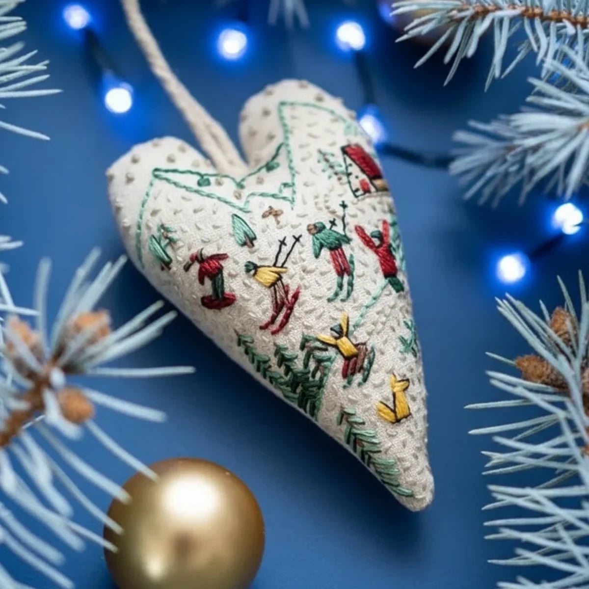 Christmas Embroidery Kit for Beginners with Heart-Shaped Ornament and Hand Supplies - Image 11