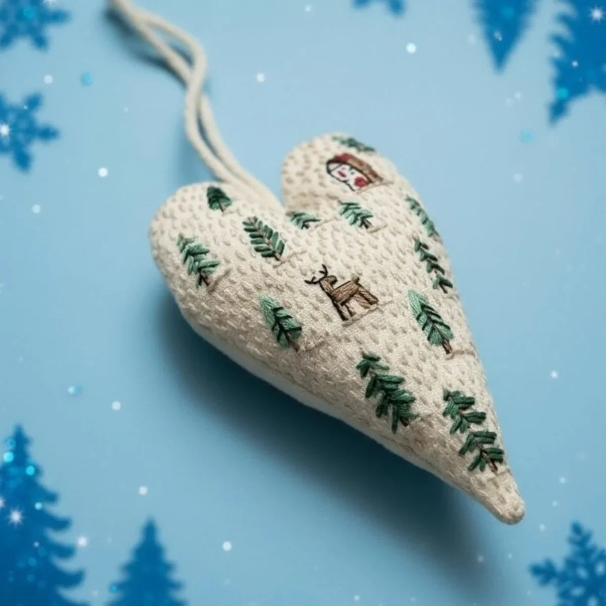 Christmas Embroidery Kit for Beginners with Heart-Shaped Ornament and Hand Supplies - Image 12