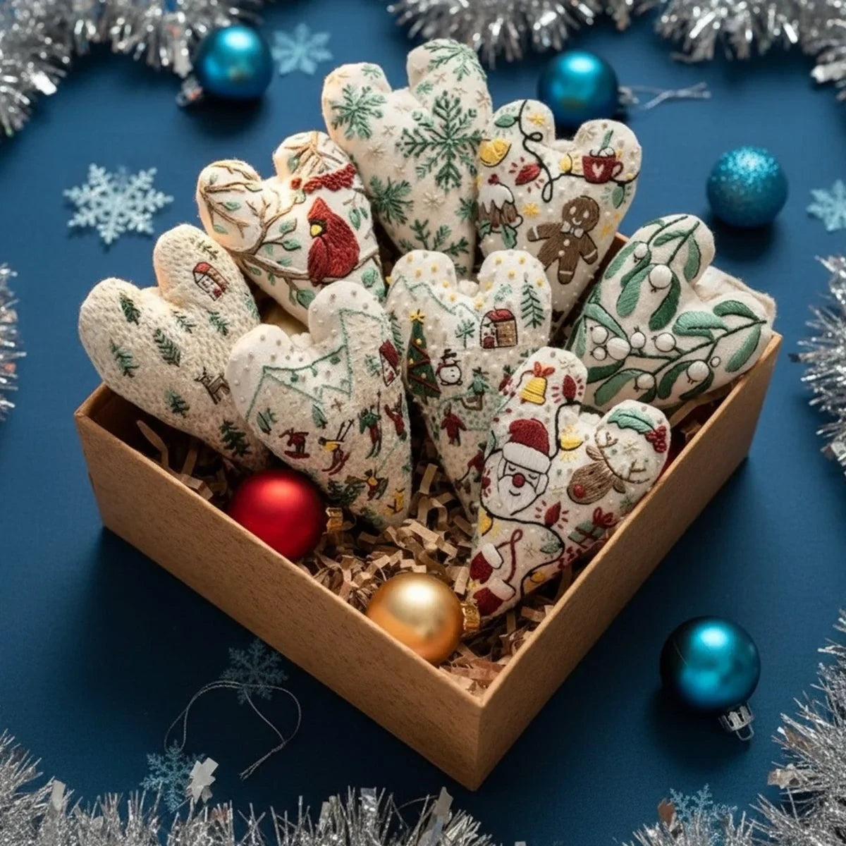 Christmas Embroidery Kit for Beginners with Heart-Shaped Ornament and Hand Supplies - Image 5