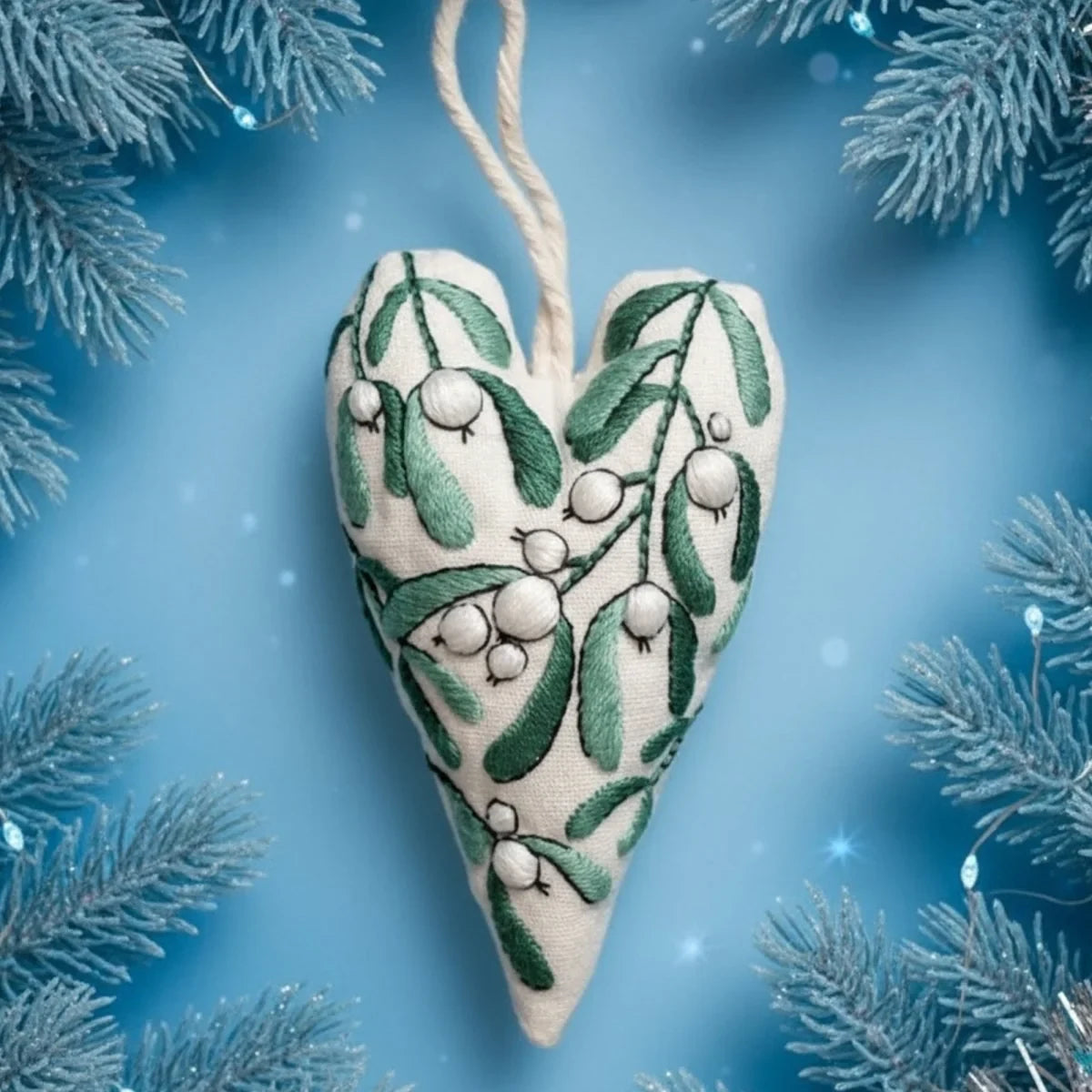 Christmas Embroidery Kit for Beginners with Heart-Shaped Ornament and Hand Supplies - Image 7