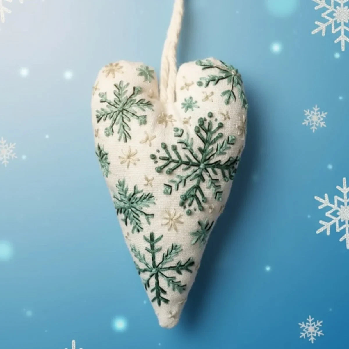 Christmas Embroidery Kit for Beginners with Heart-Shaped Ornament and Hand Supplies - Image 9