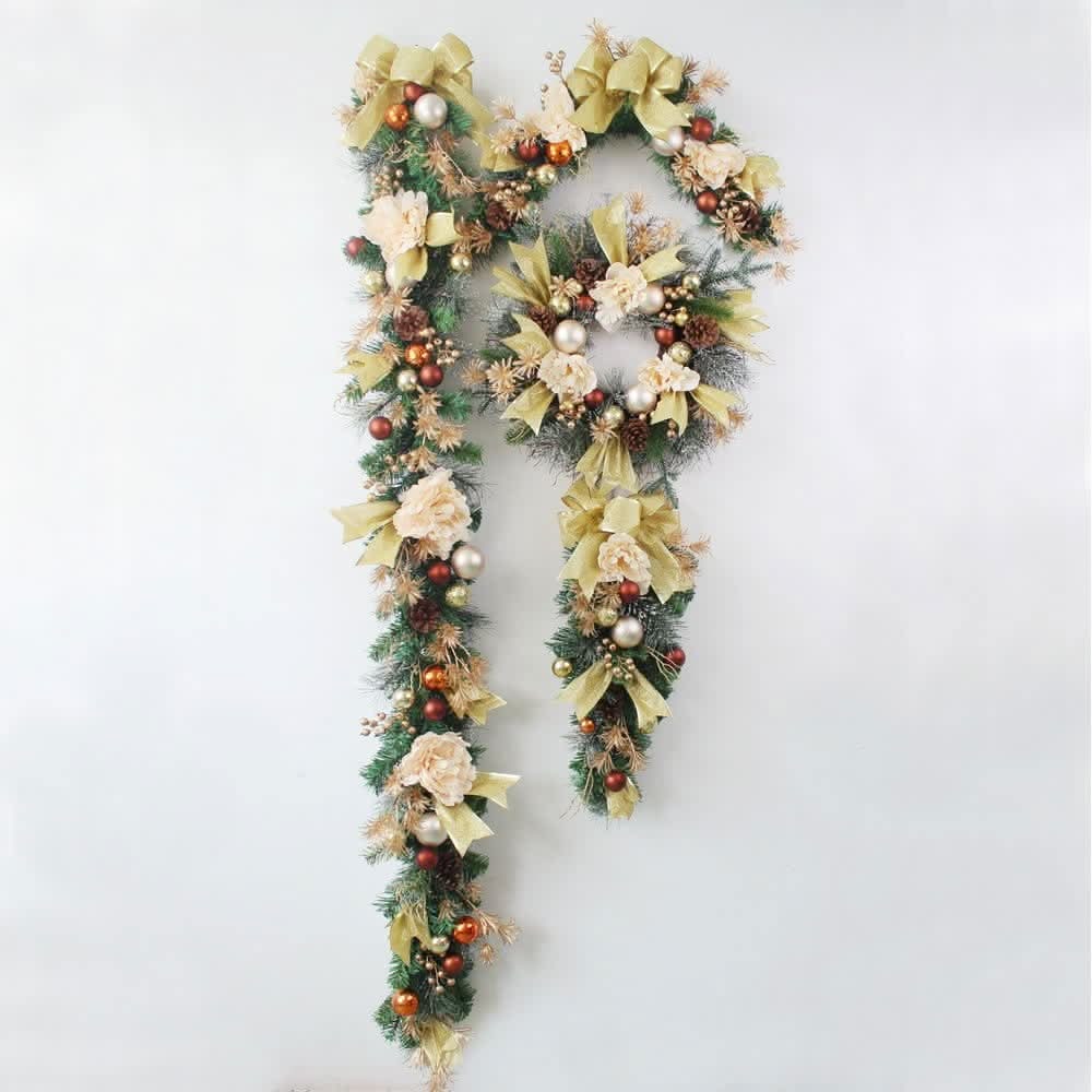 Christmas Garland for Mantle with Ornaments Roses and Pinecones - Image 8
