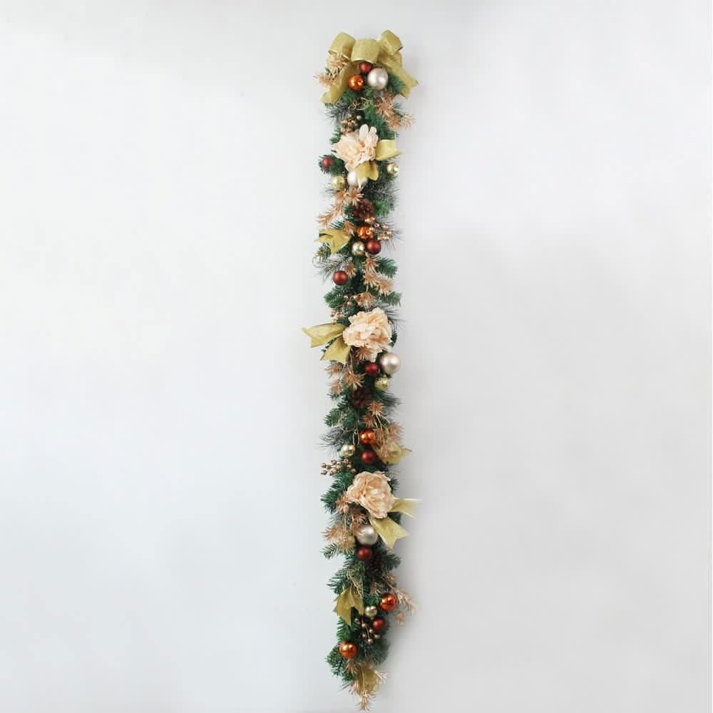 Christmas Garland for Mantle with Ornaments Roses and Pinecones - Image 9