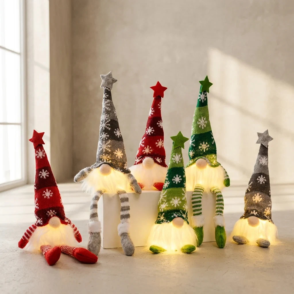 Christmas Gnome Plush with Light Up Glowing Body and Snowflake Hat for Holiday Decor - Image 1