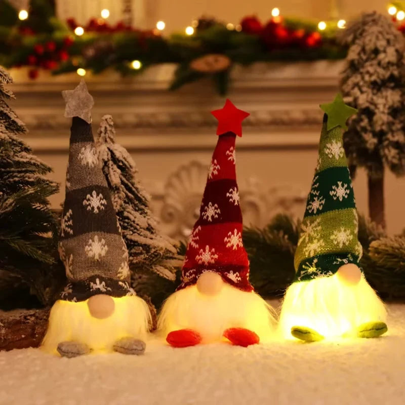 Christmas Gnome Plush with Light Up Glowing Body and Snowflake Hat for Holiday Decor - Image 4