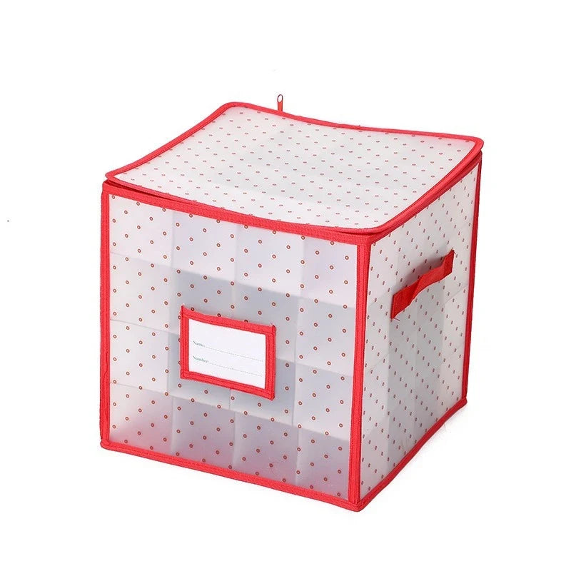 Christmas Ornament Storage Container with Grid Dividers and Zippered Lid - Image 9