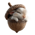 Christmas Ornament Woodland Animal Resin Acorn LED Sleeping Figurine Gift - Image 1