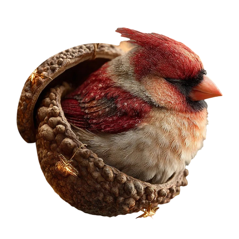 Christmas Ornament Woodland Animal Resin Acorn LED Sleeping Figurine Gift - Image 2