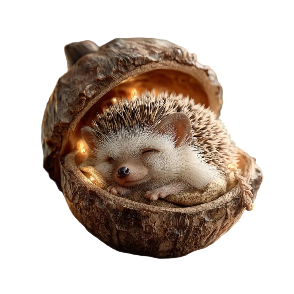 Christmas Ornament Woodland Animal Resin Acorn LED Sleeping Figurine Gift - Image 4