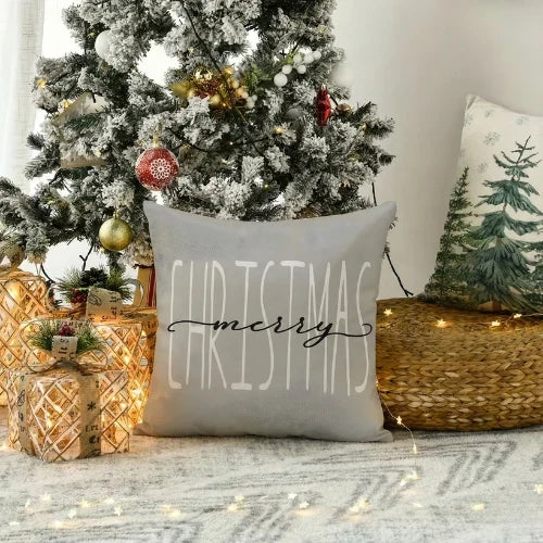 Christmas Pillow Covers Set of 4 Square Throw with Hidden Zipper and Festive Gnome Print - Image 3