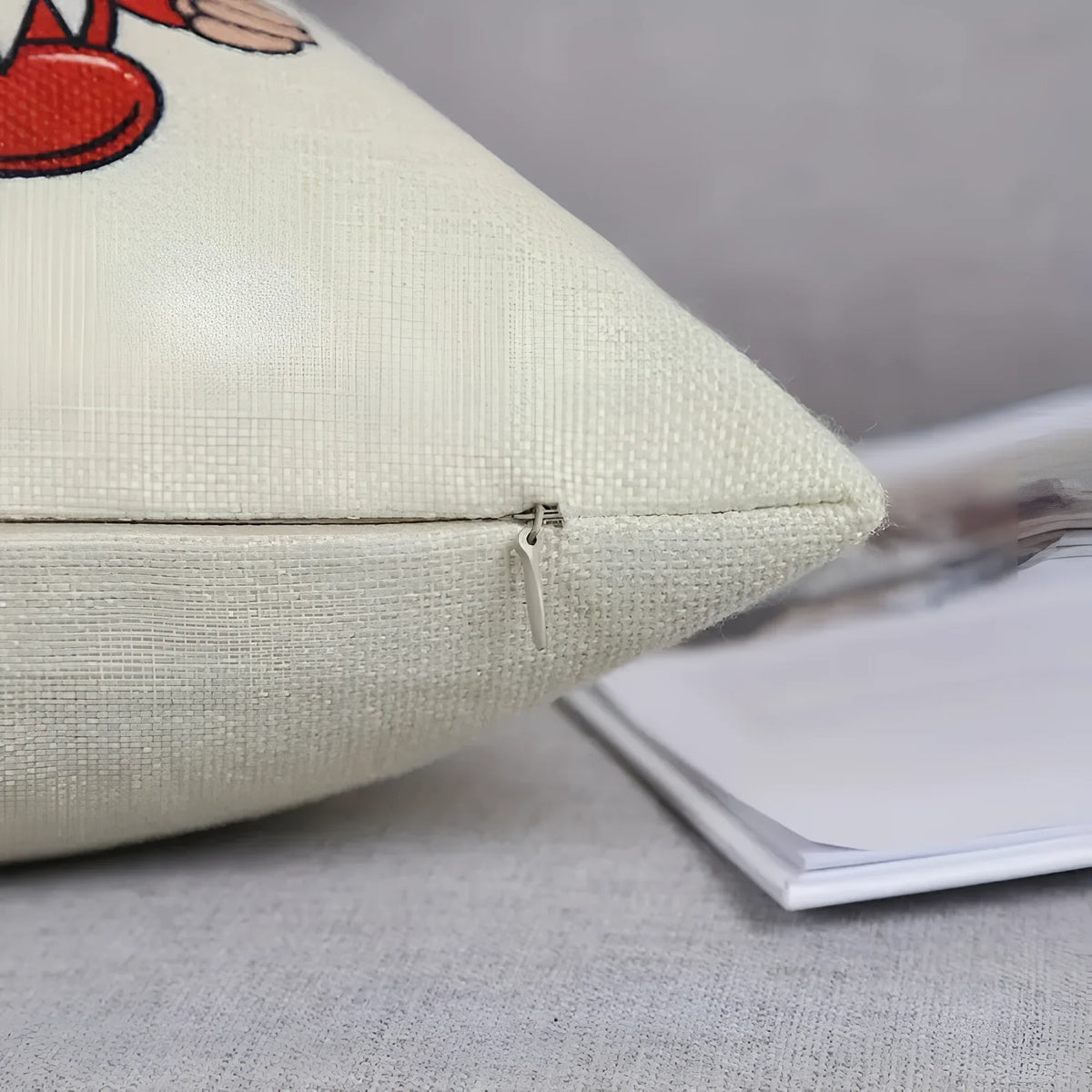 Christmas Pillow Covers Set of 4 Square Throw with Hidden Zipper and Festive Gnome Print - Image 6